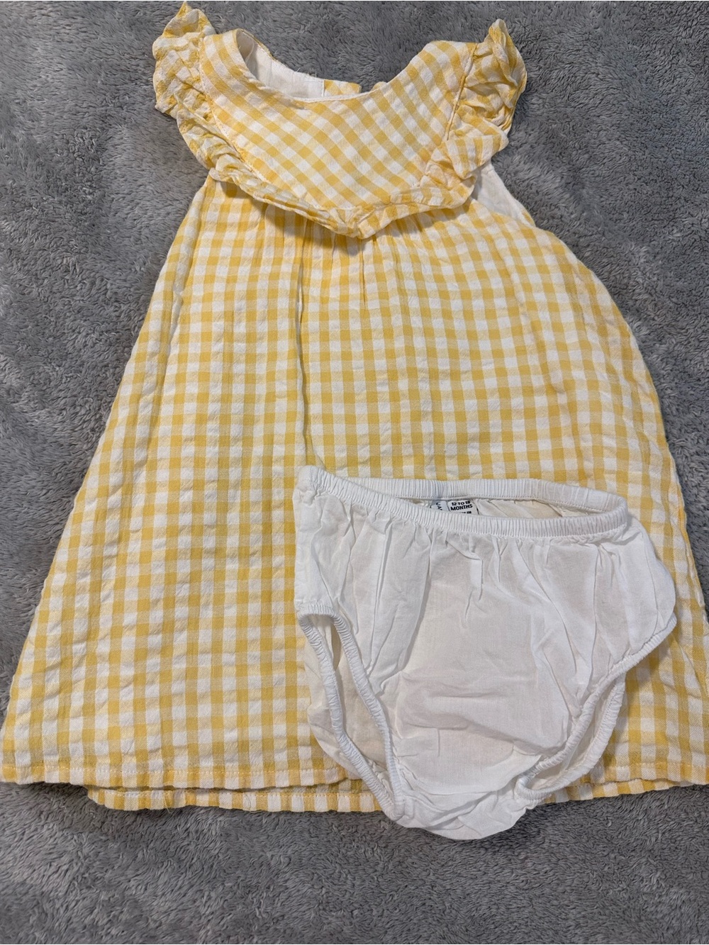 Janie and Jack Yellow Gingham Dress with White Bloomers